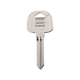 Hy-Ko 11010HY15 Key Blank, 3 in L x 1 in W, Brass, Nickel Plated