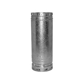 AmeriVent 6E12 Type B Gas Vent Pipe, 6-1/2 in ID, 12 in L, Aluminum/Galvanized Steel