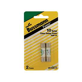 Bussman BP/FNM-10 Cartridge, Supplemental Time-Delay Fuse, 10 A, 250 V, 10 kA at 125 VAC, 200 A at 250 VAC IR