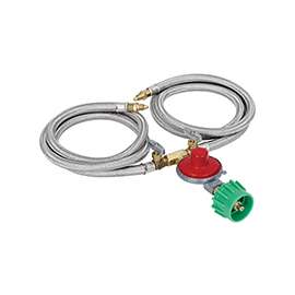 Bayou Classic M2HPH High-Pressure Hose and Regulator Kit, 1/8 in Male Orifice, 10 psi Regulating, Stainless Steel