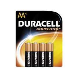 Duracell COPPERTOP MN1500 Series MN1500B4Z Alkaline Battery, AA, Manganese Dioxide, 1.5 V