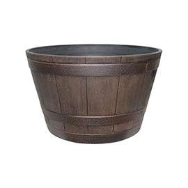 Southern Patio HDR-002550 Whiskey Barrel Planter, 13.27 in H, Barrel, Resin, Kentucky Walnut