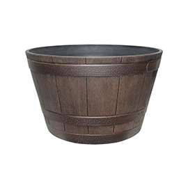 Southern Patio Hampton HDR-007197 Whiskey Barrel Planter, 9.21 in H, Barrel, Resin, Kentucky Walnut