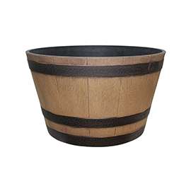 Southern Patio HDR-012221 Whiskey Barrel Planter, 13.27 in H, Barrel, Resin, Natural Oak
