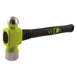 Ball Pein Hammer, Rubber and Steel Handle, 18 in, Drop Forged Steel 24 oz Head