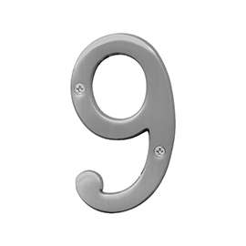 HY-KO Prestige BR-43SN/9 House Number, Character 9, 4 in H Character, Nickel Character