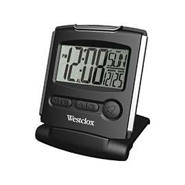 Westclox 72028 Compact Folding Alarm Clock, 1/2 in Display, LCD Display, CR2032 Lithium Battery