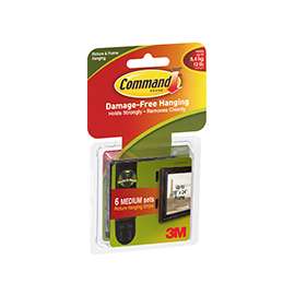 Command 17204BLK Picture Hanging Strip, 3 lb/set Weight Capacity, Foam