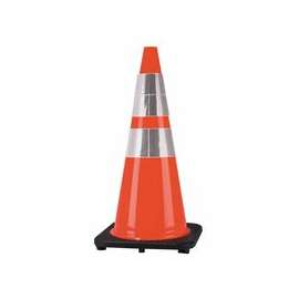 PVC Traffic Cones. 28 in, 6 in & 4 in Reflective Collar, PVC, Orange/Black