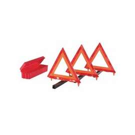 Triangle Warning Kit, 3 Triangles in Living Hinge Box, 18 in, Red/Hi-Vix Orange