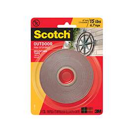 Scotch 411-MEDUIM Mounting Tape, 175 in L, 1 in W, Black
