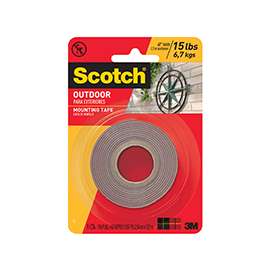 Scotch 411DC Mounting Tape, 60 in L, 1 in W, Black