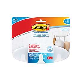 Command BATH21-ES Bath Multi-Hook, 5 lb Weight Capacity, Plastic, Frosted
