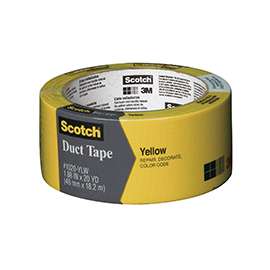 Scotch 3920-YL Colored Duct Tape, 20 yd L, 1.88 in W, Yellow