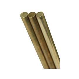 K & S 1165 Round Rod, 36 in L, 1/4 in Dia, 260 Brass Alloy