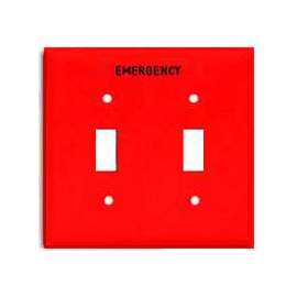 Eaton Wiring Devices PJ2EMRD Mid-Size, Pre-Marked Emergency Wallplate, 2-Gang, Polycarbonate, Red