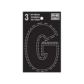 HY-KO 30400 Series 30417 Die-Cut Letter, Character G, 3 in H Character, Black Character