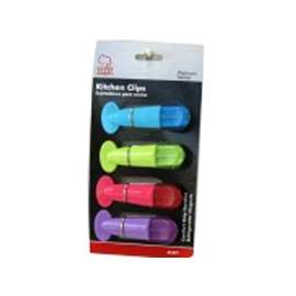 Chef Craft 21091 Magnetic Memo Clip Set, 3-1/2 in W, Plastic, Blue/Green/Purple/Red