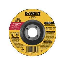 DeWALT DW8420 High Performance, Type 27 Cutting Wheel, 5/8 in Arbor, 60-Grit, Aluminum Oxide, 4 in Dia