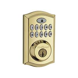 Kwikset 913TRL-3 Electronic Deadbolt, 2 Grade, Polished Brass