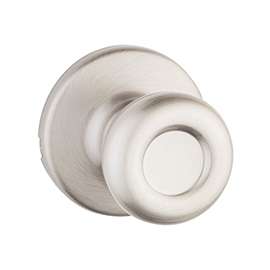 Kwikset 200T-15 CP Door Knob, 2-1/4 in Strike, 1-3/8 to 1-3/4 in Thick Door, Satin Nickel