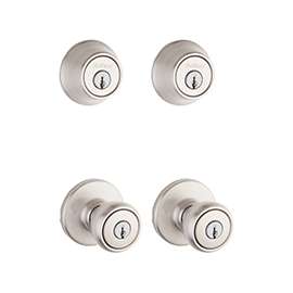 Kwikset 242T 15 K2 CP Deadbolt and Entry Lockset, Keyed Alike Key, 3 Grade, Metal, Satin Nickel
