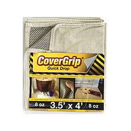 CoverGrip 35408 Drop Cloth, 4 ft L, 3-1/2 ft W, Rubber