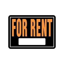HY-KO Hy-Glo 802 Identification Sign, Rectangular, FOR RENT, Fluorescent Orange Legend, Black Background