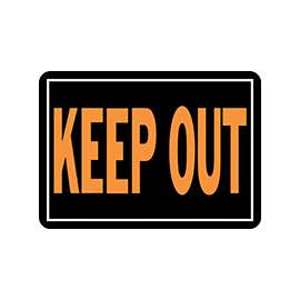 HY-KO Hy-Glo 807 Identification Sign, Rectangular, KEEP OUT, Fluorescent Orange Legend, Black Background