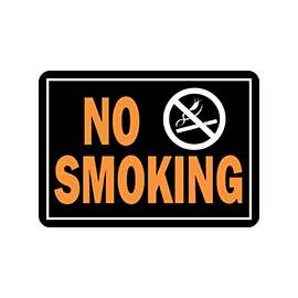 HY-KO Hy-Glo 811 Identification Sign, Rectangular, NO SMOKING, Fluorescent Orange Legend, Black Background
