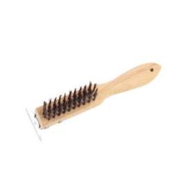 ProSource Heavy Duty Wire Brush With Heavy Duty Scraper, Steel Trim, Hardwood Handle