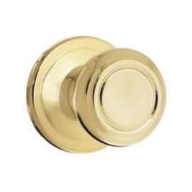 Kwikset 720CN 3 CP Door Knob, 2-1/4 in Strike, 1-3/8 to 1-3/4 in Thick Door, Polished Brass