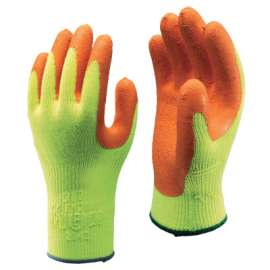 Hi-Viz Latex Coated Gloves, Large, Fluorescent Yellow/Orange