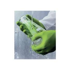 N-Dex 7705PFT Disposable Gloves, Rolled Cuff, Large, Fluorescent Green