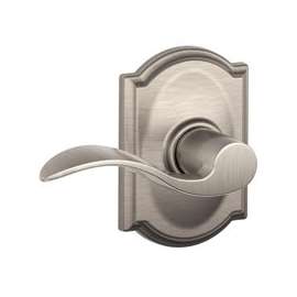 Schlage Accent F10VACC619CAM Passage Lever Lockset, 2 Grade, Zinc, Satin Nickel Camel