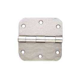 ProSource Door Hinge, 3-1/2 In L X 3-1/2 In W Door Leaf, 6 Holes, 2.2 Mm Thick Leaf, Steel, Satin Nickel