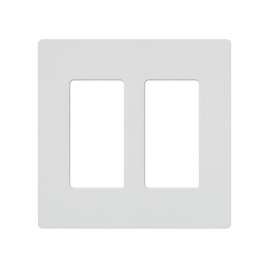 Lutron CW-2-WH Square Wallplate, 2-Gang, Plastic, White