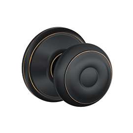 Schlage Georgian F10 GEO 716 Hall and Closet Lock Passage Knob, 1-3/8 to 1-3/4 in Thick Door, Metal, Aged Bronze