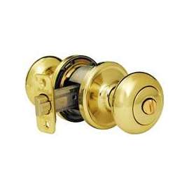 Kwikset Signature Series 730H36ALRCSBX Privacy Door Knob, 1-3/4 to 2-1/4 in Thick Door, Polished Brass