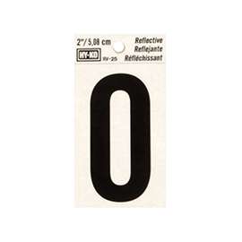 HY-KO RV-25/O Reflective Letter, Character O, 2 in H Character, Black Character