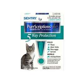 SENTRY PurrScriptions Plus 01980 Flea and Tick Squeeze-On, 3 Count