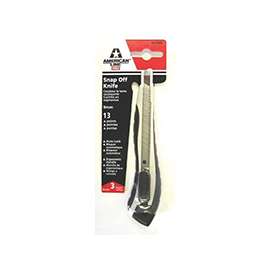 American Line 66-0395 Razor Utility Knife, 3-15/16 in L, 9 mm W Blade, 3-Blade, Ergonomic Handle