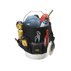 CLC Tool Works 1119 Bucket Tool Organizer, 48-Compartment, Polyester Fabric, Black/Khaki