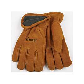 Heatkeep 50RL-M High-Durability Driver Gloves, M, Fleece Lining, Split Cowhide Leather, Brown