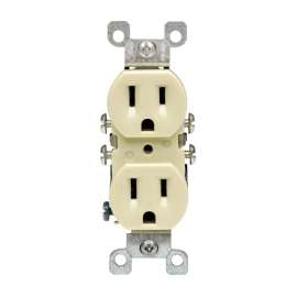 Leviton 017-12650-00I Duplex Receptacle, 15 A, 2-Pole, 5-15R, Ivory