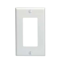 Leviton 021-80401-00W 1-Decora/GFCI Standard Size Wall Plate, 1 Gang, 4-1/2 in L X 2-3/4 in W 1/4 in T, White, Smooth