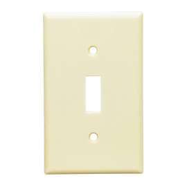 Leviton 020-80501-00I 1-Toggle Midway Size Wall Plate, 1 Gang, 4-7/8 in L X 3-1/8 in W 0.255 in T, Ivory, Smooth