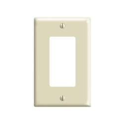 Leviton 020-80601-00I 1-Decora/GFCI Midway Size Wall Plate, 1 Gang, 4-7/8 in L X 3-1/8 in W 0.225 in T, Ivory, Smooth