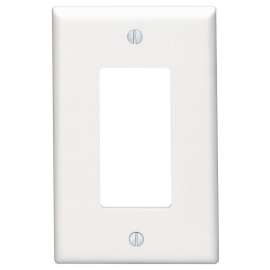 Leviton 021-80601-00W 1-Decora/GFCI Midway Size Wall Plate, 1 Gang, 4-7/8 in L X 3-1/8 in W 0.225 in T, White, Smooth
