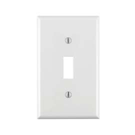 Leviton 022-80701-00W Standard-Size Non-Metallic Wallplate, 1-Gang, Nylon, White